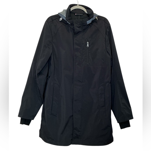 Pajar Canada Rain Coat with Hood Thumbhole Packable Water Resistant in Black - Picture 1 of 14